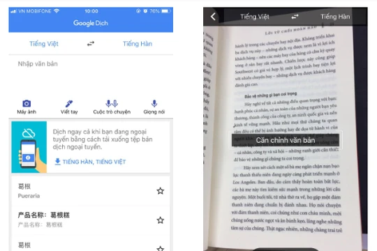 Ảnh minh họa tính năng dịch của Google.