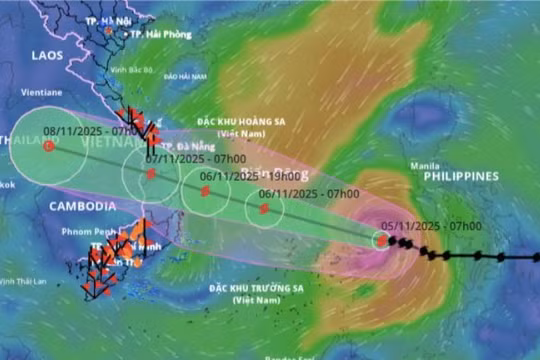 Giật cấp 16, bão Kalmaegi có thể mạnh thêm, gây mưa trên 600 mm 