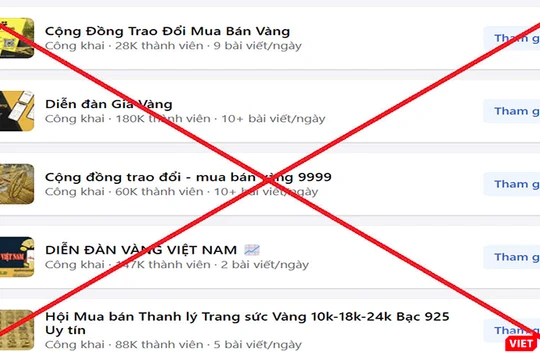 Các hội nhóm được Công an Đà Nẵng cảnh báo có hành vi lừa đảo mua bán vàng. Ảnh CATP