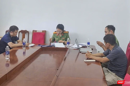 Hai đối tượng L.N.B.T và P.Đ.L tại cơ quan công an.