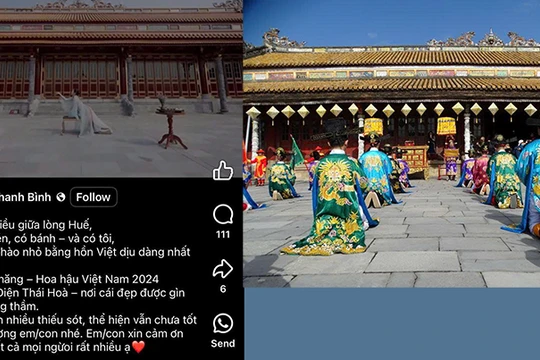 Màn trình diễn tài năng của thí sinh Võ Thị Thanh Bình bị cộng đồng mạng phản ứng và hình ảnh tái hiện không gian lễ chầu trên Sân Đại Triều Nghi, trước Điện Thái Hòa, Đại nội Huế.