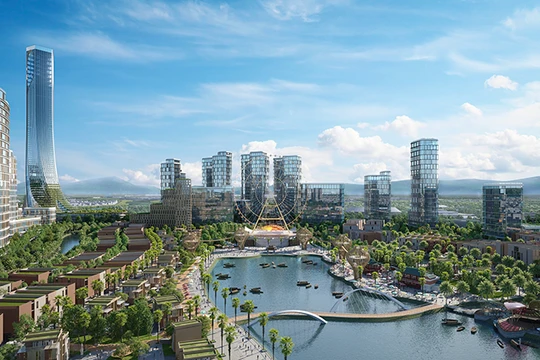 Phối cảnh siêu dự án Khu Công viên văn hóa vui chơi giải trí, thương mại dịch vụ cao cấp (Da Nang Downtown) được xây dựng trên diện tích 76,92 ha, có tổng mức đầu tư gần 80.000 tỷ đồng.