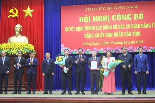 Ông Lương Nguyễn Minh Triết, Bí thư Tỉnh uỷ Quảng Nam trao quyết định bổ nhiệm cho các cá nhân.
