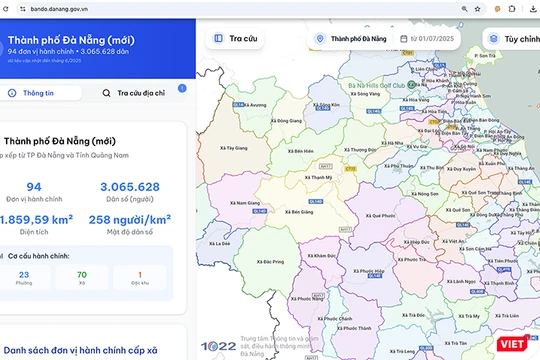 Ứng dụng tra cứu bản đồ địa chỉ trụ sở 94 phường xã ở Đà Nẵng.