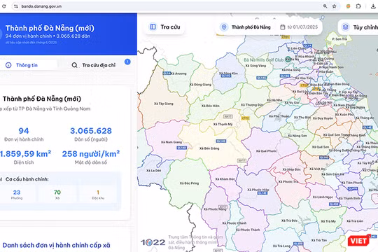 Ứng dụng tra cứu bản đồ địa chỉ trụ sở 94 phường xã ở Đà Nẵng.