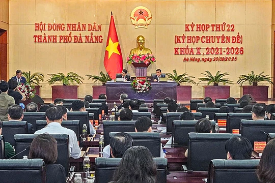 Quang cảnh Kỳ họp thứ 22 (kỳ họp chuyên đề) HĐND TP Đà Nẵng khóa X diễn ra sáng 20/2.