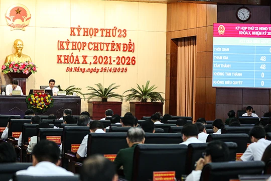 100% đại biểu HĐND TP Đà Nẵng bỏ phiếu thông qua Nghị quyết sáp nhập Đà Nẵng và Quảng Nam.