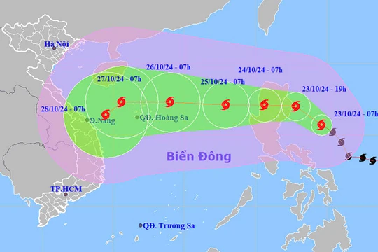 Dư báo đường đi của bão TRAMI trên biển Đông