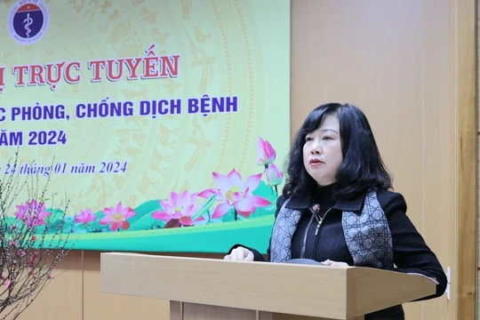 Bộ trưởng Bộ Y tế Đào Hồng Lan phát biểu tại hội nghị triển khai công tác phòng, chống dịch bệnh truyền nhiễm 2024 do Bộ Y tế tổ chức.