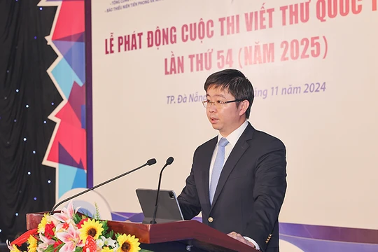 Ông Bùi Hoàng Phương, Thứ trưởng Bộ TT&TT, Trưởng ban tổ chức cuộc thi Viết thư quốc tế UPU lần thứ 54, phát biểu tại lễ phát động cuộc thi.