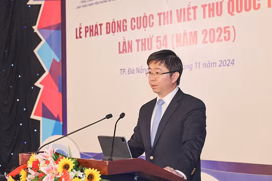 Ông Bùi Hoàng Phương, Thứ trưởng Bộ TT&TT, Trưởng ban tổ chức cuộc thi Viết thư quốc tế UPU lần thứ 54, phát biểu tại lễ phát động cuộc thi.