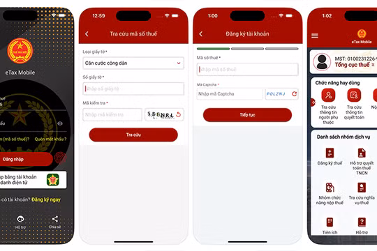 Ứng dụng khai báo thuế điện tử eTax Mobile.