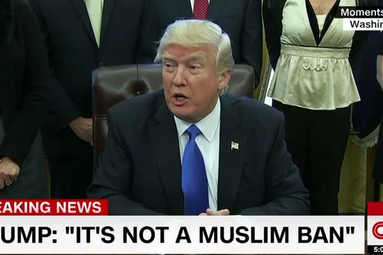 Trong một tuyên bố gần đây nhất của mình, Tổng thống Mỹ Donald Trump đã lên tiếng biện hộ cho quyết định của mình, ông nói rằng lệnh cấm này nhằm vào người tị nạn chứ không nhằm vào thế giới đạo Hồi.
