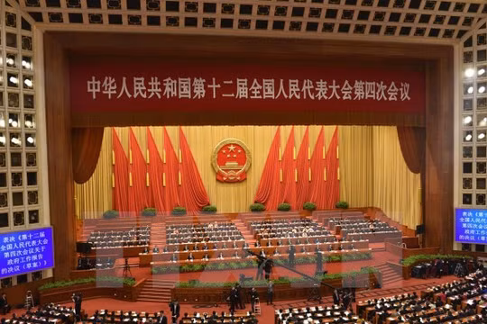 Kỳ họp thứ tư Đại hội đại biểu nhân dân toàn quốc (Quốc hội) Trung Quốc. (Ảnh: Thu Yến Kiên/TTXVN)