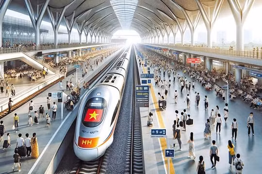 Phối cảnh đường sắt tốc độ cao trên trục Bắc - Nam.