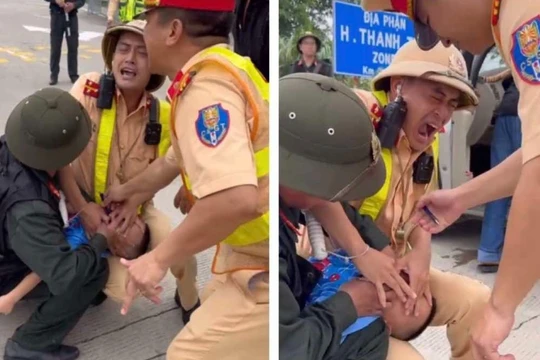 CSGT cứu bé trai 6 tuổi bị co giật.