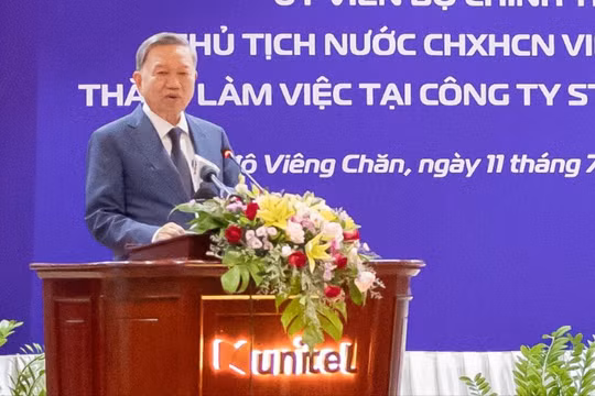  Chủ tịch nước Tô Lâm phát biểu tại buổi đến thăm Công ty Viễn thông Star Telecom.