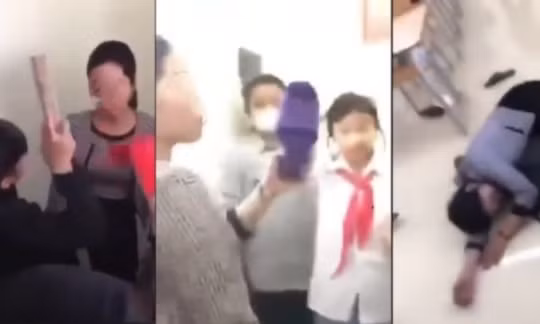 Hình ảnh cô giáo bị nhóm học sinh dồn vào góc lớp, ném dép (ảnh cắt từ clip).