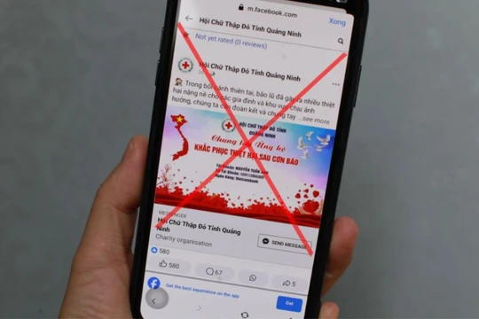Fanpage giả mạo Hội Chữ thập đỏ tỉnh Quảng Ninh để lừa đảo tiền từ thiện.