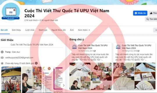 Cảnh báo giả mạo fanpage Cuộc thi Viết thư quốc tế UPU để lừa đảo