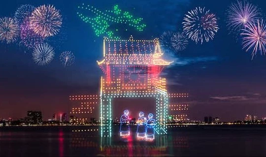 2024 drone tái hiện hàng loạt địa danh nổi tiếng của Hà Nội