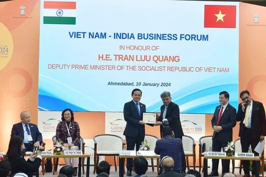 Phó Thủ tướng Chính phủ Trần Lưu Quang cùng các đại biểu dự Diễn đàn doanh nghiệp Việt Nam - Ấn Độ.