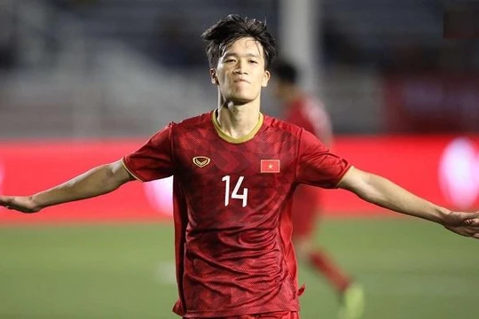 Hoàng Đức là cầu thủ được Sofascore chấm điểm cao nhất trong 2 trận đấu vòng loại thứ 3 World Cup 2022 của đội tuyển Việt Nam. Ảnh Viettel