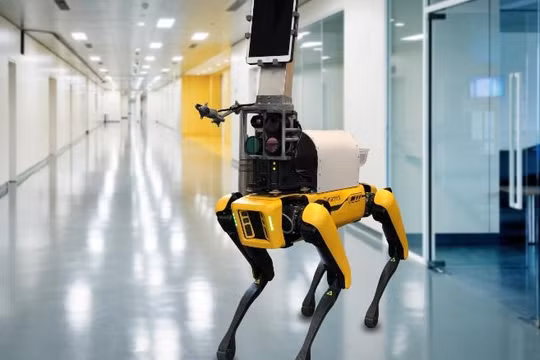 Chú chó robot này đang được nghiên cứu để đưa vào các bệnh viện khám cho bệnh nhân Covid-19 (ảnh: CNN)