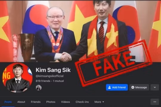 Một tài khoản giả mạo HLV Kim Sang-sik trên mạng xã hội (ảnh: DJ Management)