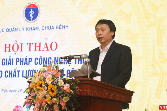 Thứ trưởng Nguyễn Huy Dũng cho rằng, dữ liệu khám, chữa bệnh chính là nguyên liệu, là đầu vào quan trọng của chuyển đổi số và cũng là một công cụ sản xuất, công cụ phục vụ công việc của các bệnh viện, các y bác sĩ. (ảnh: Đăng Khoa)