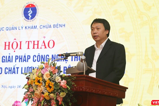 Thứ trưởng Nguyễn Huy Dũng cho rằng, dữ liệu khám, chữa bệnh chính là nguyên liệu, là đầu vào quan trọng của chuyển đổi số và cũng là một công cụ sản xuất, công cụ phục vụ công việc của các bệnh viện, các y bác sĩ. (ảnh: Đăng Khoa)