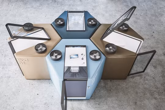 Văn phòng ô lục giác xếp thành hình tổ ong (ảnh: Business Insider)