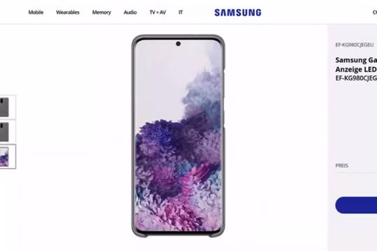 Hình ảnh Galaxy S20 trên website bán hàng của Samsung tại châu Âu
