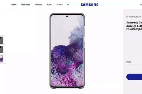Hình ảnh Galaxy S20 trên website bán hàng của Samsung tại châu Âu