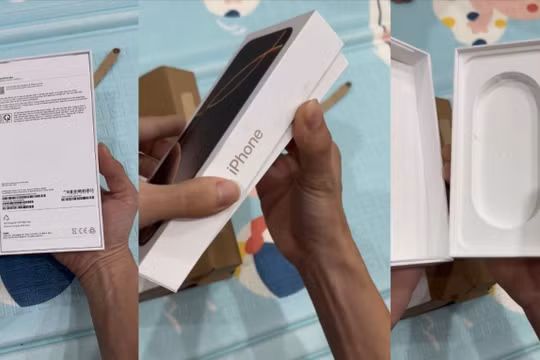 Anh Tùng chia sẻ hình ảnh bóc hộp chiếc iPhone 16 Pro Max nhưng không có điện thoại bên trong.