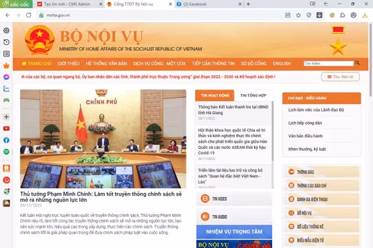 Cổng thông tin điện tử của Bộ Nội vụ