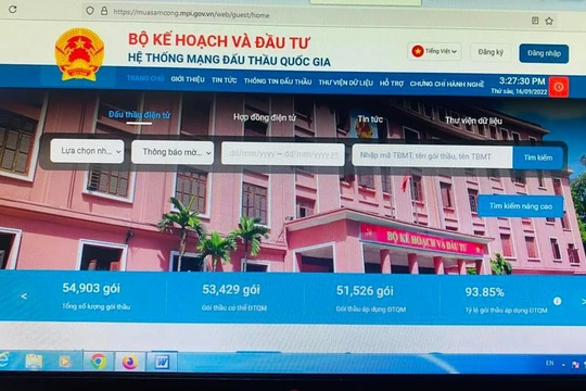 Giao diện mới của Mạng Đấu thầu Quốc gia