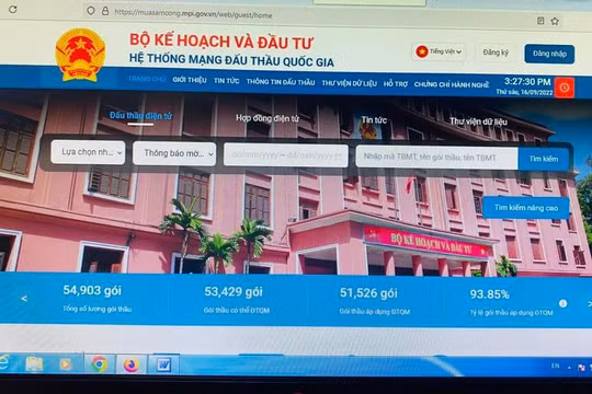 Giao diện mới của Mạng Đấu thầu Quốc gia