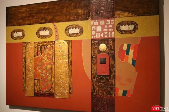 Bức tranh "Bốn bông sen". Ảnh: Minh Thúy