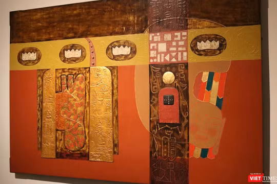 Bức tranh "Bốn bông sen". Ảnh: Minh Thúy