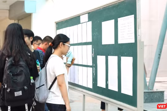 Học sinh xem lịch thi. Ảnh: Minh Thúy