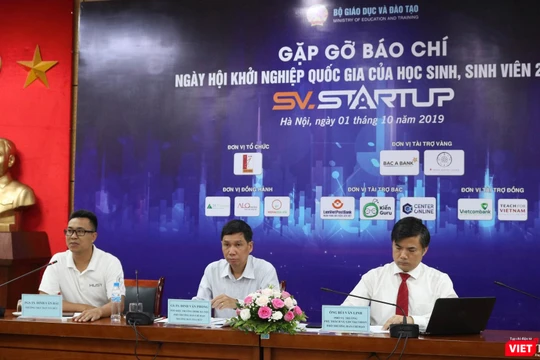 Buổi gặp gỡ báo chí thông tin về “Ngày hội khởi nghiệp quốc gia của học sinh, sinh viên năm 2019” (SV-STARTUP 2019). Ảnh: Minh Thúy