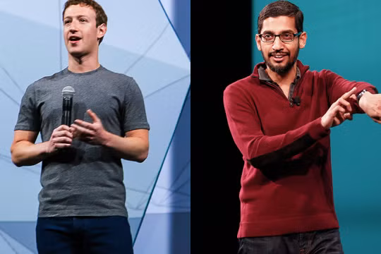 CEO của Facebook Mark Zuckerberg và CEO của Google Sundar Pichai