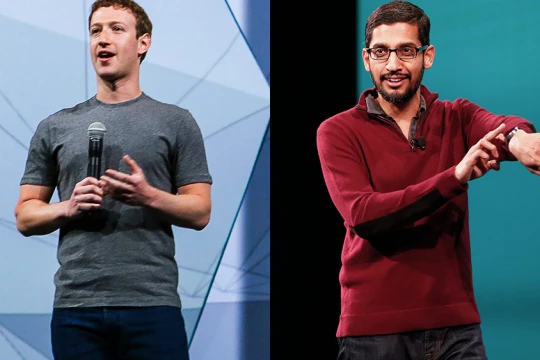 CEO của Facebook Mark Zuckerberg và CEO của Google Sundar Pichai