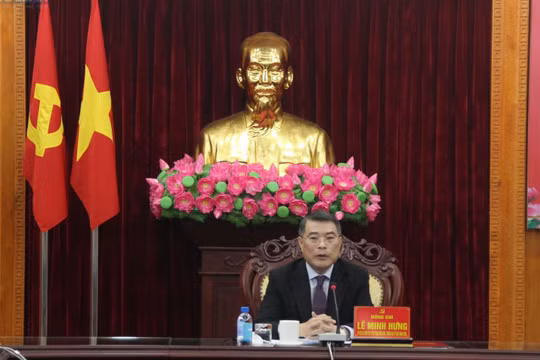 Trưởng ban Tổ chức Trung ương Lê Minh Hưng phát biểu chỉ đạo tại buổi làm việc.