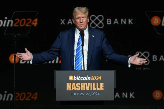 Cựu Tổng thống Mỹ Donald Trump tại sự kiện Bitcoin 2024 ở Nashville, Tennessee, Mỹ. Ảnh: Reuters.