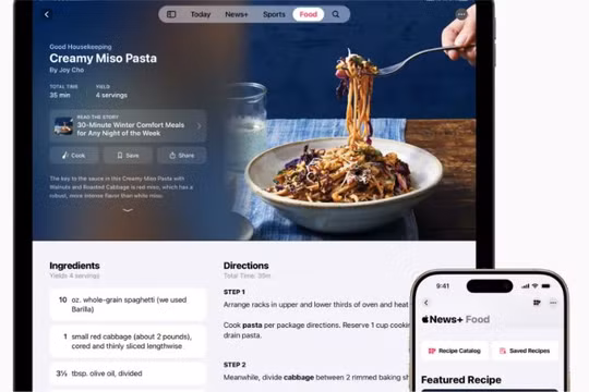 Apple News Plus Food trên iPad và iPhone. Ảnh: The Verge.