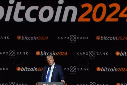 Ông Donald Trump phát biểu tại sự kiện Bitcoin 2024 ở Nashville. Ảnh: Reuters.