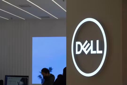 Logo của Dell tại một cửa hàng ở Thượng Hải. Ảnh: SCMP