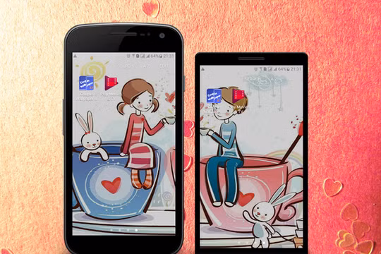 Tạo hình nền đôi nhân dịp Lễ Tình Yêu - Valent